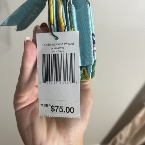 Vera Bradley Smartphone Wristlet New Lemon Grove RFID Quilted - Picture 5 of 7